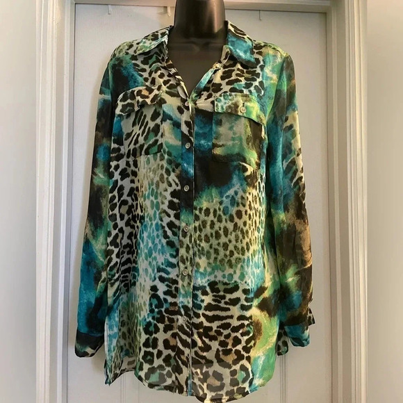New Directions Shear Long Sleeve Blouse - Picture 1 of 5
